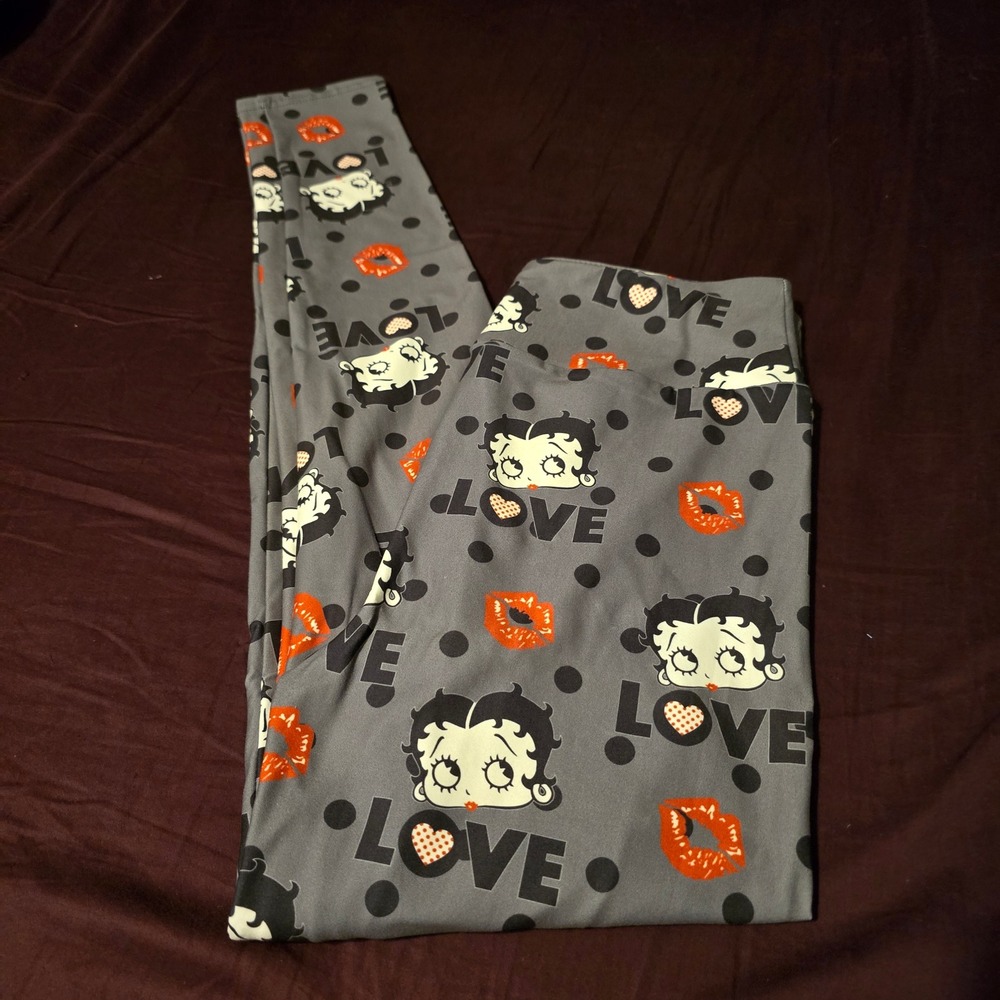 Leggings for a Purpose Betty Boop OS Leggings Womens Gray Retro Character Print